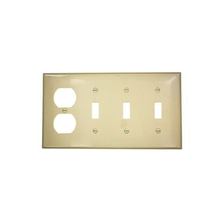 LEVITON Wallplates 4 Gang 3 Tgle 1 Dplx Wlplt Ivory 80743-I